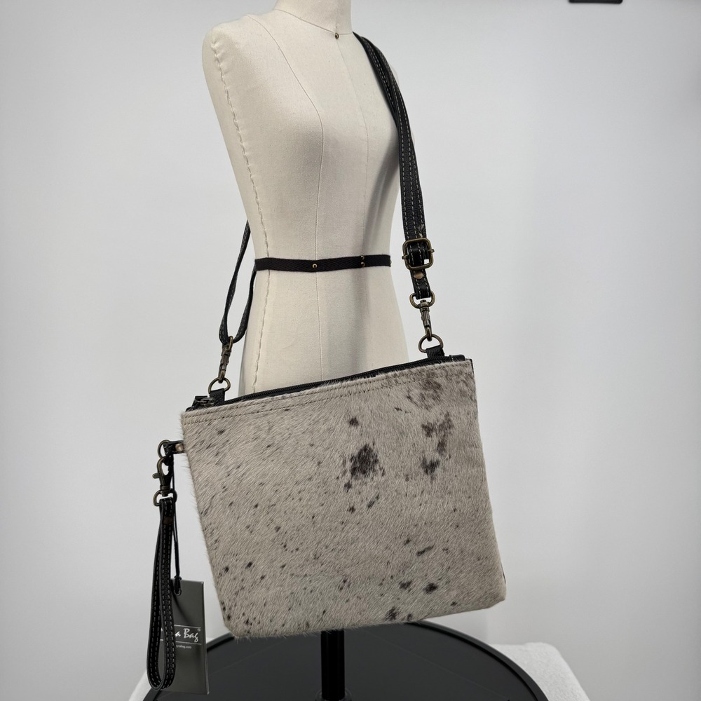 Myra Cowhide Crossbody/Wristlet on‎ Hide Leather Accent Shoulder Bag NWT